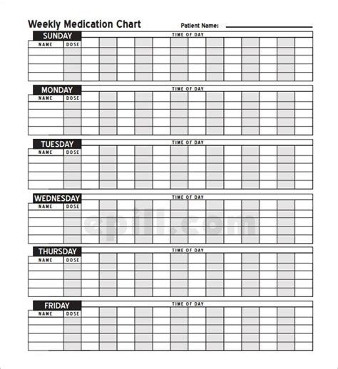 medication schedule template   word excel