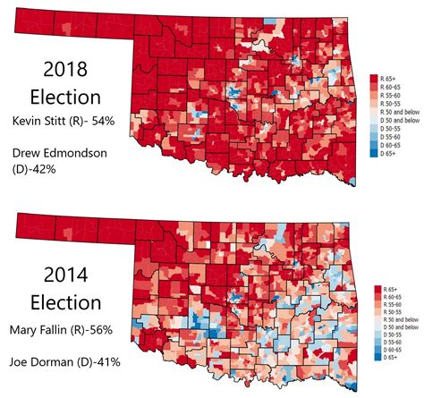 2018 oklahoma election map vs 2014 [oc] r oklahoma