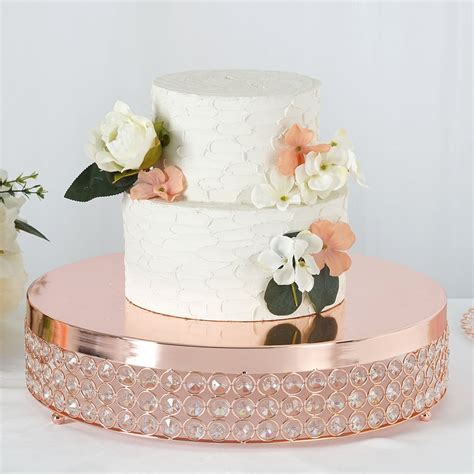 Efavormart Rose Gold Grand Wedding Beaded Crystal Metal Cake