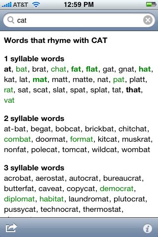 Finding rhyme and reason in our lives and relationships. RhymeNow Rhyming Dictionary for iPhone/iPod Touch - Purple ...