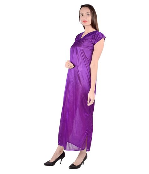Buy Ray Fashion Satin Nighty And Night Gowns Purple Online At Best Prices In India Snapdeal
