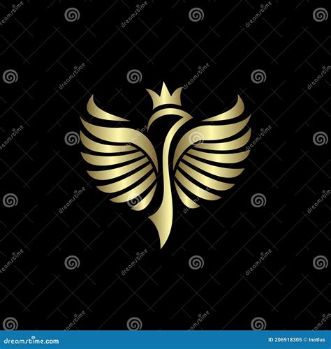 Gold Bird Logo Bird With A Crown Icon Stock Vector Illustration Of