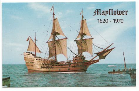 Mayflower Pilgrim Fathers Sailing Ship Commemorative Postcard 21276 On