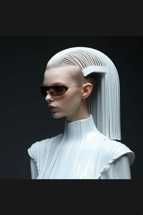 A Woman With White Hair And Sunglasses On Her Head