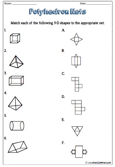 Nets Of 3d Shapes Worksheets Year 4 Pdf
