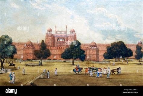 Painting Of Red Fort 19th Century Archaeological Museum Red Fort