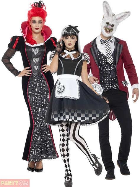 Halloween Gothic Alice Costume Dark Wonderland Fancy Dress Mens Ladies