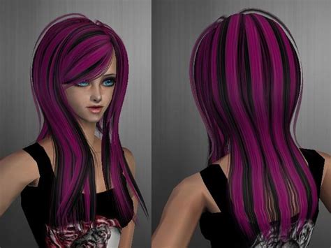 The Sims Resource Streaked Hair Purple