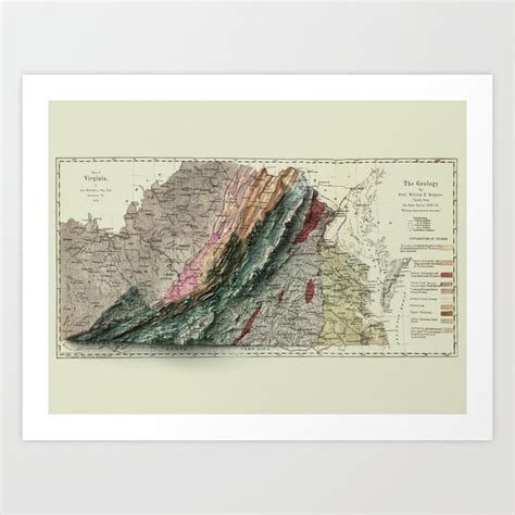 1874 Virginia Relief Map 3d Digitally Rendered Art Print By Think About