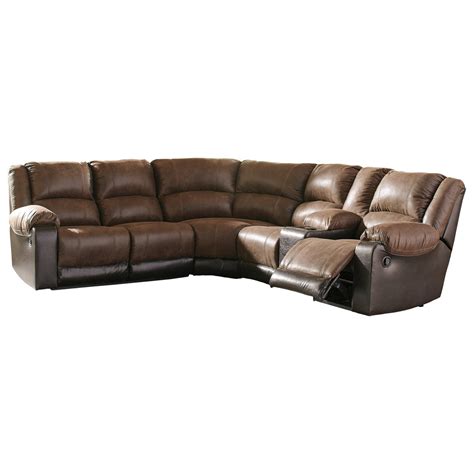 Signature Design By Ashley Nantahala 6 Piece Reclining Sectional Oak