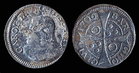 Spain Silver 1 Real 1706 Barcelona Mint
