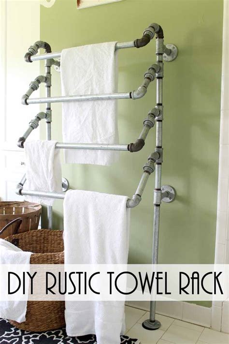 Diy Rustic Towel Rack From Pipes The Country Chic Cottage