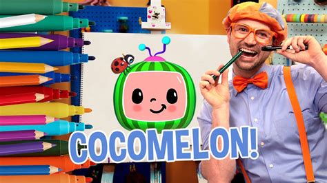 How To Draw Cocomelon Watermelon Draw With Blippi Arts And Crafts