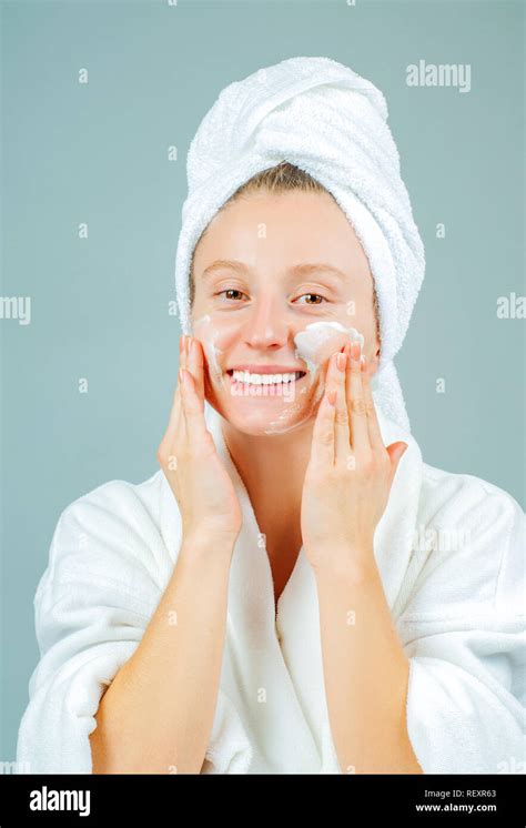 Facial Care Perfect Fresh Clean Skin Concept Young Beautiful Woman