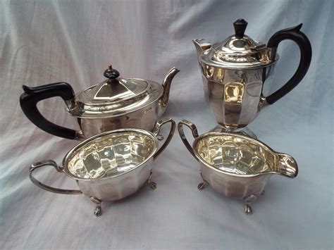 Silver Plate Tea Coffee Set Tea Pot Coffee Pot Jug Sugar Bowl