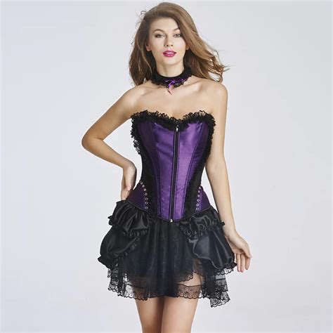 Purpleblack Floral Lace Victorian Corsets And Bustiers Sexy