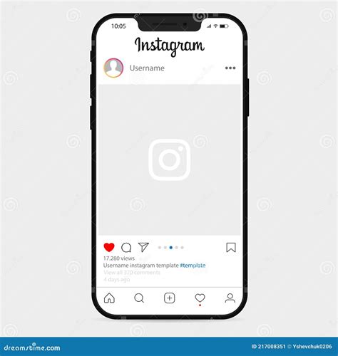 Instagram Mockup Interface Template On Apple Iphone Screen Interface