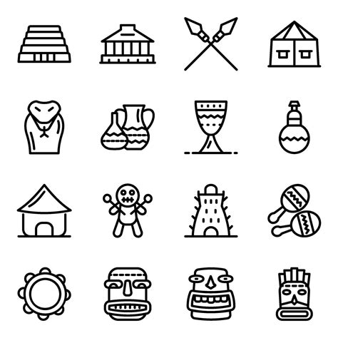 African Traditional And Cultural Icon Set 2230146 Vector Art At Vecteezy