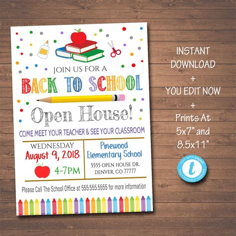 Back To School Open House Flyer Printable Template Tidylady
