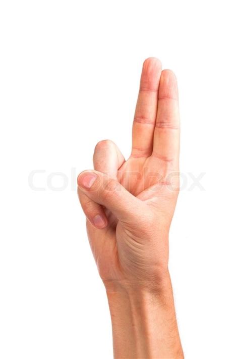 Hand With Two Fingers Up In The Peace Stock Image Colourbox
