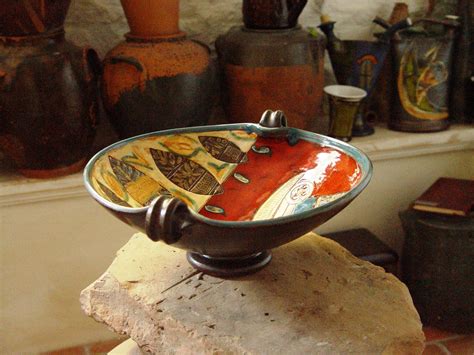 Large Pottery Bowl Colorful Ceramic Fruit Bowl Deep Etsy