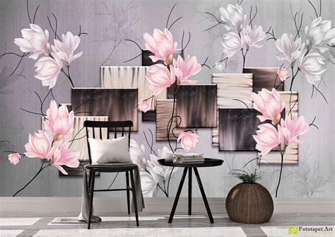 Wall Murals Flowers Flowers On An Abstract Background4 Fototapet