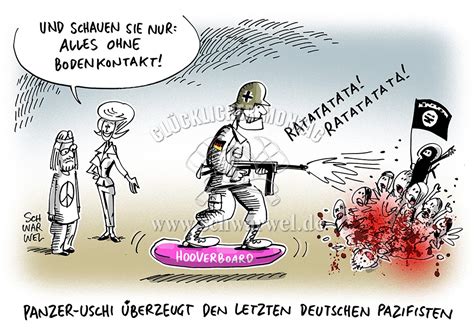 Cdu, frauenquote, kritik aus der eigenen partei, mindestlöhne, schlechtes management, von der leyen. Bundeswehr - Schwarwel Karikatur