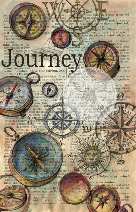 Print Journey Drawing On Distressed Parchment Etsy Book Page Art