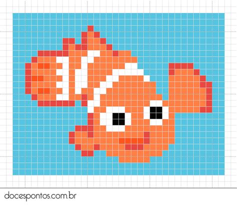 Personnage Disney Nemo Dessin Petit Carreau Crochet Pixel Pixel Art