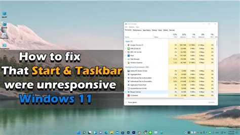 How To Fix That Start And Taskbar Were Unresponsive Windows 11 Youtube