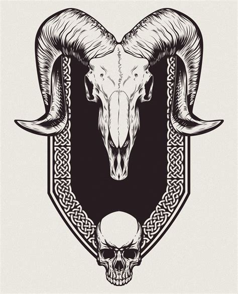 Artstation Ram Skull Illustration Chris Mitchell Pine Tattoo Ram