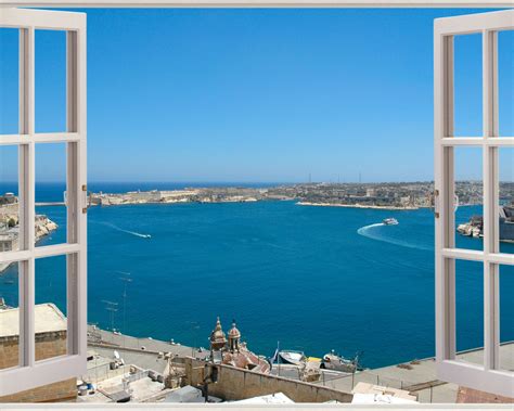 Free Download 3d Window Exotic Ocean Beach View Wall Stickers Film