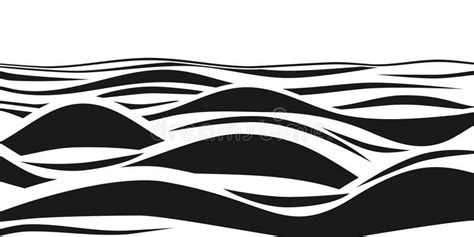 Abstract Black And White Striped 3d Waves Vector Optical Illusion