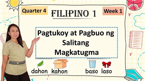 Filipino 1 Week 1 Quarter 4 Pagtukoy At Pagbuo Ng Salitang Magkatugma