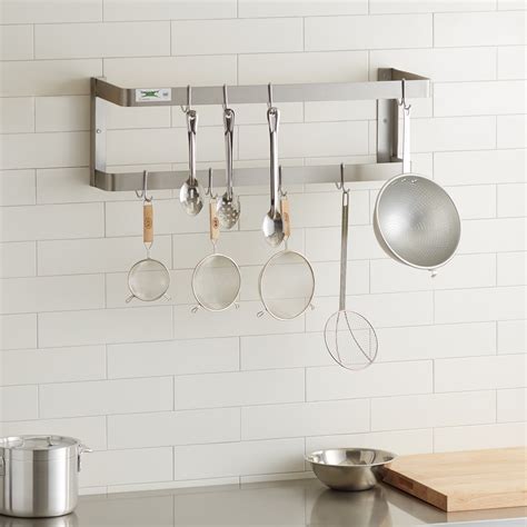 Regency 36 Stainless Steel Wall Mounted Double Line Pot Rack With 18