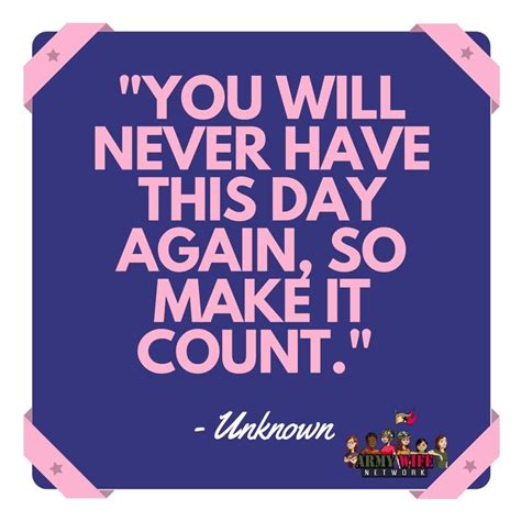 You Will Never Have This Day Again So Make It Count Unknown