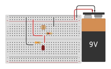 Circuit Design Photoresistor Battery Circuit Tinkercad