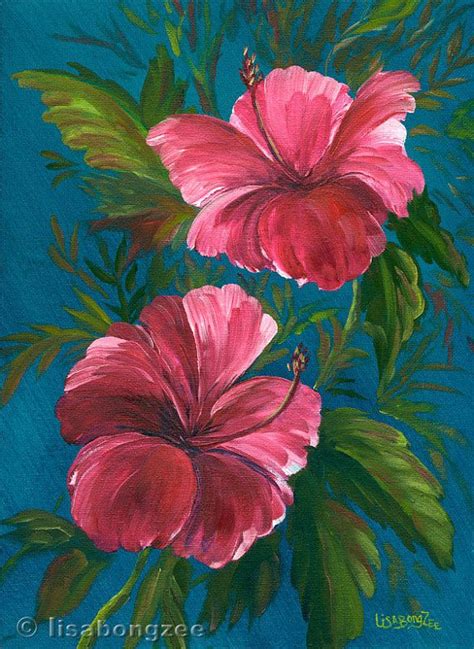 Pink Hibiscus Original Oil Painting 12x9 Art Artwork