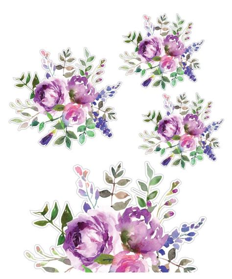 Pastel Purple Flower Mixer Decals Watercolor Floral Decals Etsy