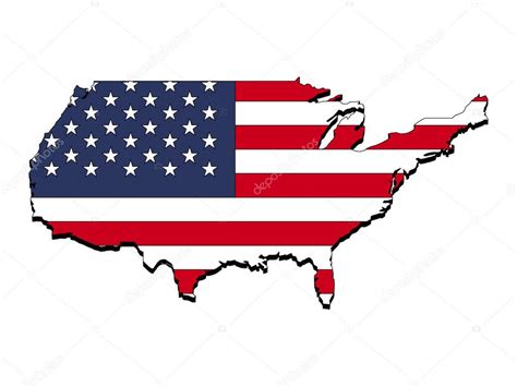 Abstract tree dimensional map of United States, with national flag clipped in country shape ...