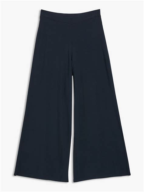 John Lewis And Partners Jersey Wide Leg Trousers Navy At John Lewis