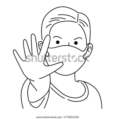 Vector Illustration Boy Wearing Mask Showing Stock Vector Royalty Free