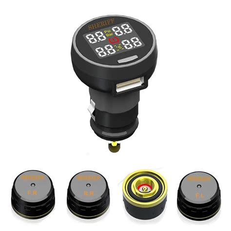 Car Tpms Tire Pressure Monitoring System With 4 External Sensor Lcd