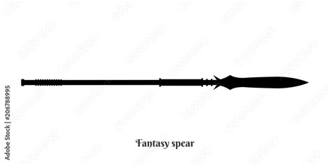 Black Silhouettes Of Medieval Knight Spear On White Background Paladin