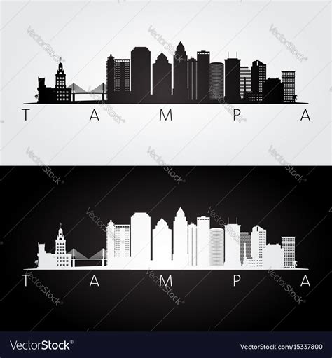 Tampa Usa Skyline And Landmarks Silhouette Vector Image