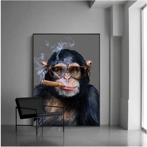 Cjyrjcc Decoration Art Canvas Painting Animal Posters Chimpanzee Monkey