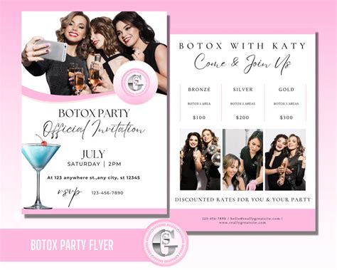 Botox Party Flyer Botox Party Invitation Small Business Beauty