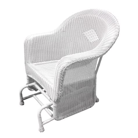 Lb International 36 White Resin Wicker Single Glider Patio Chair Ebay