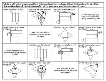 The math worksheet maker will generate a worksheet with a series of basic math problems. Surface Area of a Net Connect Four Game by Kaitlyn ...