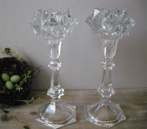 2 Upcycled Starburst Crystal Candlesticks Lovely Elegant Etsy